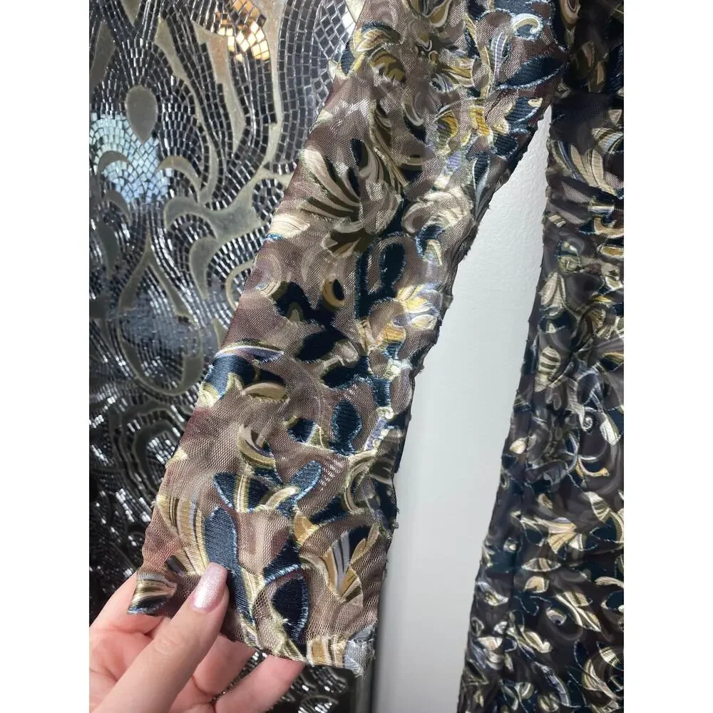 NWT TADASHI SHOJI DRESS GOWN MOTHER OF THE BRIDE FORMAL EVENING BURNOUT VELVET - Picture 9 of 16